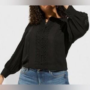 Torrid Georgette Lace Trim Button Up Blouse, size 3
